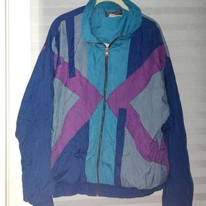 90s windsuit jacket! Purple navy turquoise gray retro vintage windbreaker